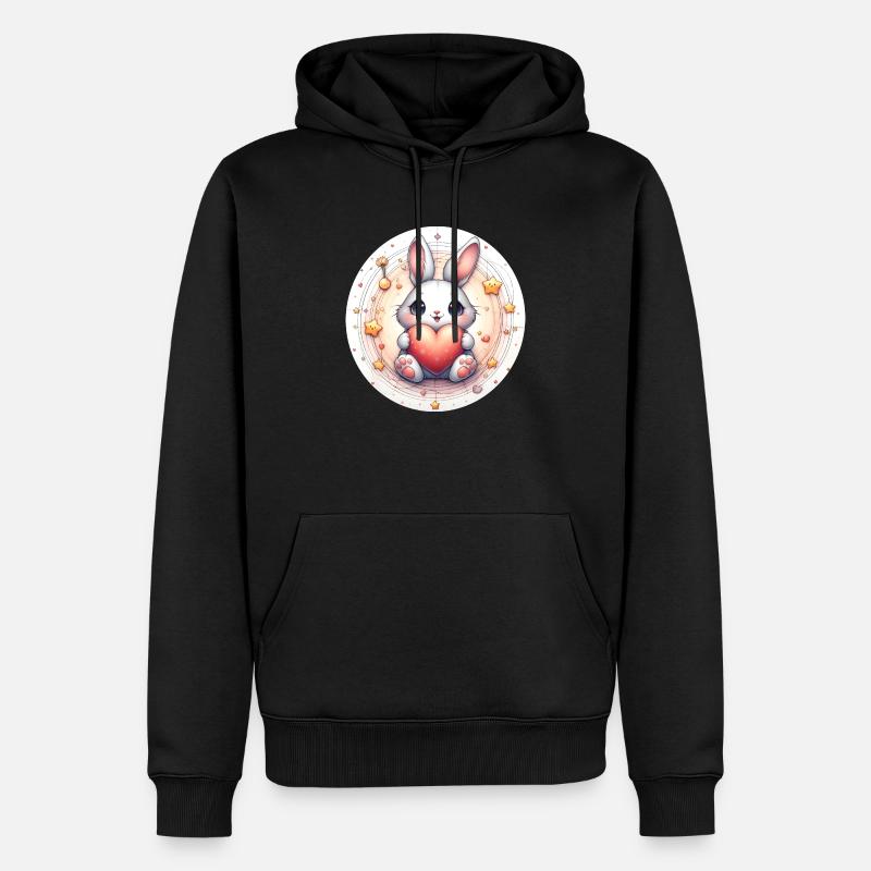Lapin avec cœur - Sweat à capuche Premium bio Homme - noir