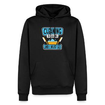 Le nettoyage m’appelle et je dois aller plus propre Housekee - Sweat à capuche Premium bio Homme - noir - Devant - Nico (187cm)