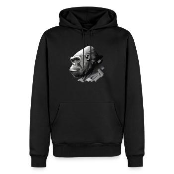 gorilla, Der Gorilla schweigt - Männer Premium Bio Hoodie - Schwarz - Vorne - Nico (187cm)