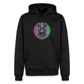 Geometrisches Kätzchen 🐾 - Männer Premium Bio Hoodie - Schwarz - Vorne - Nico (187cm)