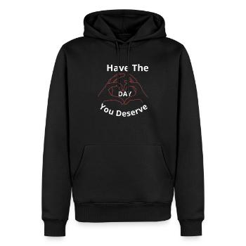 HABEN SIE DEN TAG, DEN SIE VERDIENEN - Männer Premium Bio Hoodie - Schwarz - Vorne - Nico (187cm)