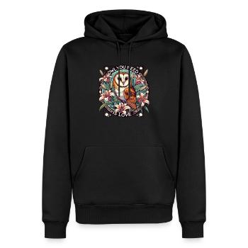 Le hibou dont vous avez besoin, c’est l’amour - Sweat à capuche Premium bio Homme - noir - Devant - Nico (187cm)