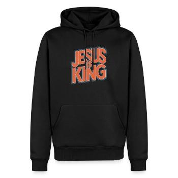Jesus ist König - Männer Premium Bio Hoodie - Schwarz - Vorne - Nico (187cm)