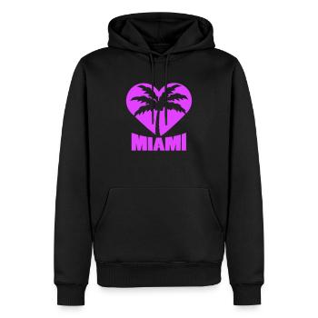 J’aime Miami Beach États-Unis Coeur Palmier Amérique Amour - Sweat à capuche Premium bio Homme - noir - Devant - Nico (187cm)