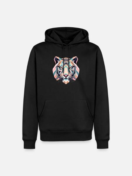 Geometric Tiger Gift Geometric - Men’s Premium Organic Hoodie - black