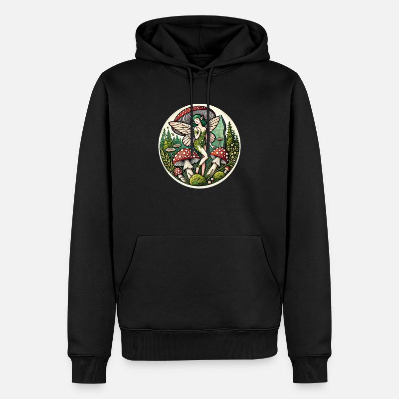 Fée champignon - Sweat à capuche Premium bio Homme - noir