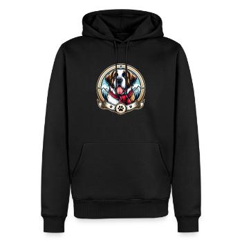 Bernhardiner Hund Logo - Männer Premium Bio Hoodie - Schwarz - Vorne - Nico (187cm)