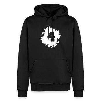 4 blobs - Men’s Premium Organic Hoodie - black - Front - Nico (187cm)
