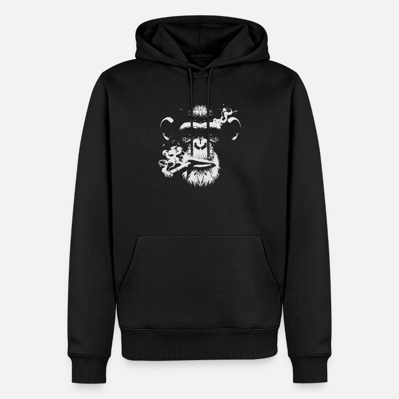 Affengesicht mit Zigarre - Männer Premium Bio Hoodie - Schwarz