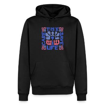 Sauvez la vie des élagages - Sweat à capuche Premium bio Homme - noir - Devant - Nico (187cm)