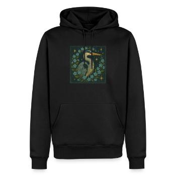 Grand Héron - Sweat à capuche Premium bio Homme - noir - Devant - Nico (187cm)