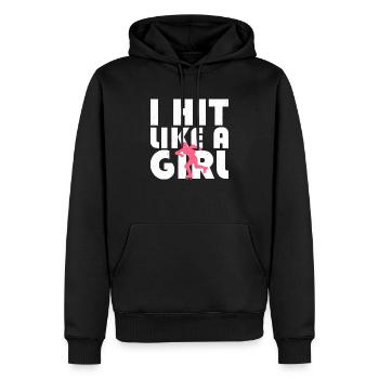 I Hit Like A Girl Roller Derby Skating - Men’s Premium Organic Hoodie - black - Front - Nico (187cm)