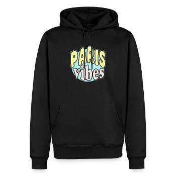 Paris Vibes - Sweat à capuche Premium bio Homme - noir - Devant - Nico (187cm)