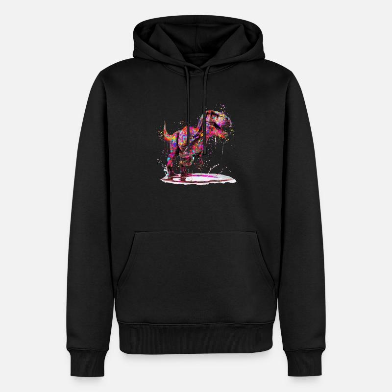 Farbrevolution – T-Rex mit Stil - Männer Premium Bio Hoodie - Schwarz