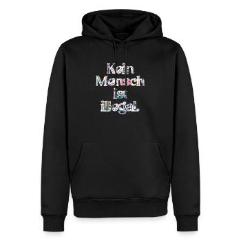 PERSONNE N’EST ILLÉGAL - L’Original - Sweat à capuche Premium bio Homme - noir - Devant - Nico (187cm)