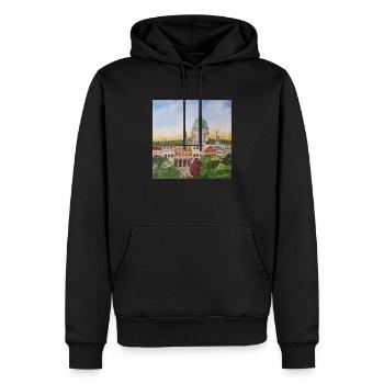 Potsdam - Männer Premium Bio Hoodie - Schwarz - Vorne - Nico (187cm)