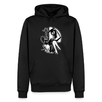 La chicha et le football - Sweat à capuche Premium bio Homme - noir - Devant - Nico (187cm)