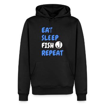 Manger, dormir, pêcher, répéter - Sweat à capuche Premium bio Homme - noir - Devant - Nico (187cm)
