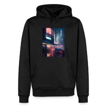 Mitternachtsträumerei: Anime-artige Darstellung eines - Männer Premium Bio Hoodie - Schwarz - Vorne - Nico (187cm)
