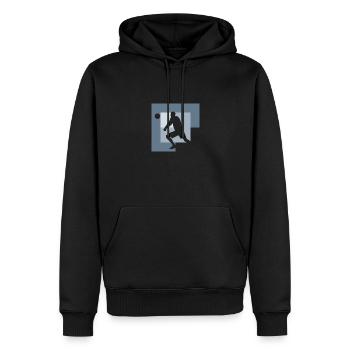 Volley-ball, joueur de volley-ball, dragage, ballon de plage - Sweat à capuche Premium bio Homme - noir - Devant - Nico (187cm)