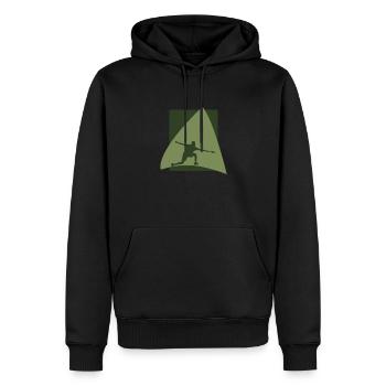 Drop Badmintonspieler - Männer Premium Bio Hoodie - Schwarz - Vorne - Nico (187cm)