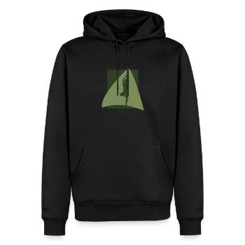 Yin Vinyasa - Männer Premium Bio Hoodie - Schwarz - Vorne - Nico (187cm)