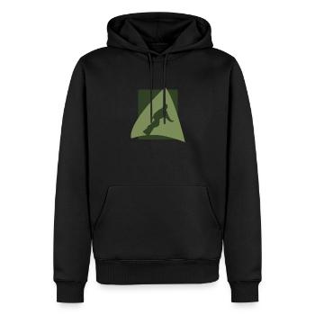 Snowboarder per sport invernali - Felpa con cappuccio ecologica premium da uomo - nero - Fronte - Nico (187cm)