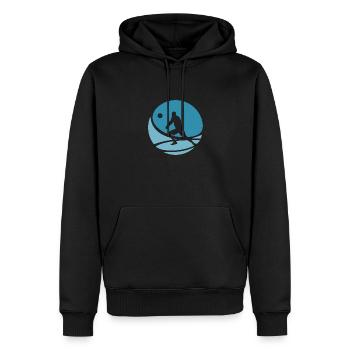 Joueurs de volley-ball Beachen Beach - Sweat à capuche Premium bio Homme - noir - Devant - Nico (187cm)