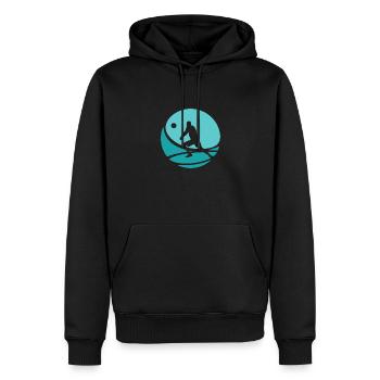 Joueur de volley-ball Beachen Beach Volley-ball - Sweat à capuche Premium bio Homme - noir - Devant - Nico (187cm)