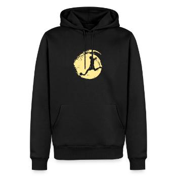 Verteidiger Fußballspieler - Männer Premium Bio Hoodie - Schwarz - Vorne - Nico (187cm)