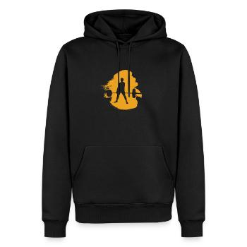Musculation Musculation Musculation - Sweat à capuche Premium bio Homme - noir - Devant - Nico (187cm)