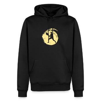 Servir les raquettes de tennis - Sweat à capuche Premium bio Homme - noir - Devant - Nico (187cm)