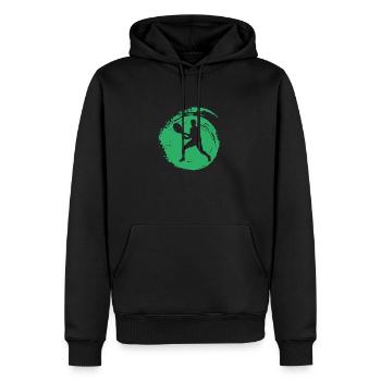 Servir court de tennis - Sweat à capuche Premium bio Homme - noir - Devant - Nico (187cm)