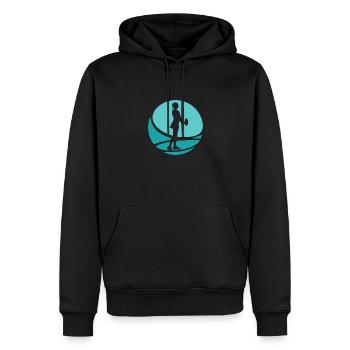 Joueur de tennis servir raquette de tennis - Sweat à capuche Premium bio Homme - noir - Devant - Nico (187cm)