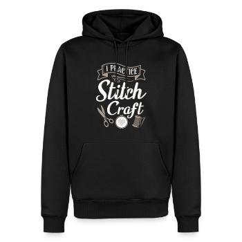 Ich übe Kreuzstich Sticken - Männer Premium Bio Hoodie - Schwarz - Vorne - Nico (187cm)