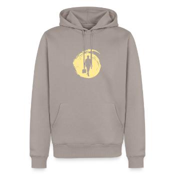 Banks Business Banking - Men’s Premium Organic Hoodie - taupe - Front - Nico (187cm)