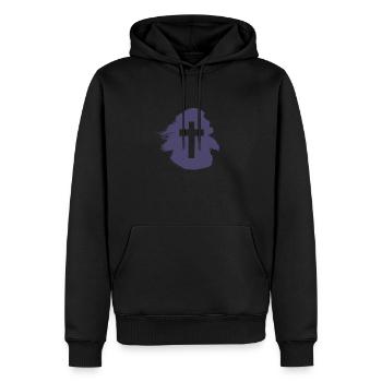 Croix Verset Biblique Christ - Sweat à capuche Premium bio Homme - noir - Devant - Nico (187cm)