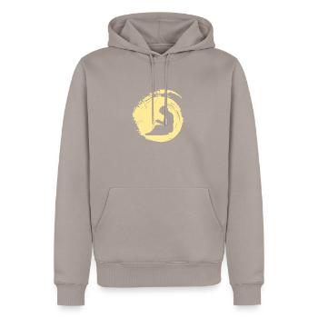 Nähen Faden Faden - Männer Premium Bio Hoodie - Taupe - Vorne - Nico (187cm)