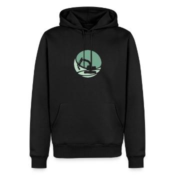 Ouvrier du bâtiment Conducteur d’excavatrice de chantier - Sweat à capuche Premium bio Homme - noir - Devant - Nico (187cm)