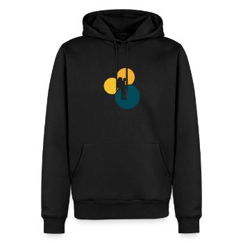 Backpacking Pilgrim Hiking - Men’s Premium Organic Hoodie - black - Front - Nico (187cm)