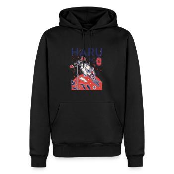 Lanterne japonaise carpe - Haru (printemps) - Sweat à capuche Premium bio Homme - noir - Devant - Nico (187cm)