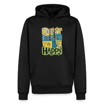 Don’t forget to be happy - Männer Premium Bio Hoodie - Schwarz - Vorne - Nico (187cm)