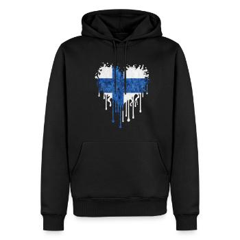 Finland Heart T-Shirt – For true Suomi fans! - Men’s Premium Organic Hoodie - black - Front - Nico (187cm)