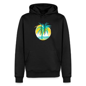 Pomme Coucher de soleil - Sweat à capuche Premium bio Homme - noir - Devant - Nico (187cm)