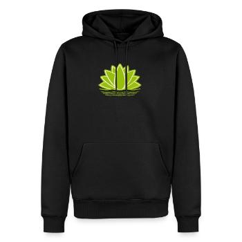 Aquiflor, ein Garten zum Leben. - Männer Premium Bio Hoodie - Schwarz - Vorne - Nico (187cm)