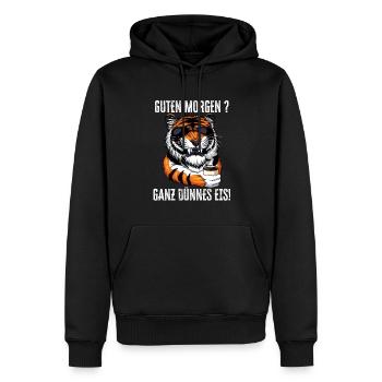 Guten Morgen - Ganz dünnes Eis Spruch Kaffee - Männer Premium Bio Hoodie - Schwarz - Vorne - Nico (187cm)