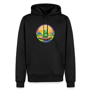 Grenouille de pixels rétro - Sweat à capuche Premium bio Homme - noir - Devant - Nico (187cm)