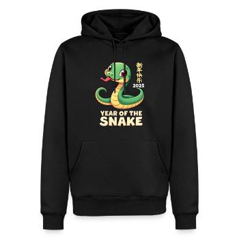 Fête du Nouvel An - Chine 2025 - Sweat à capuche Premium bio Homme - noir - Devant - Nico (187cm)