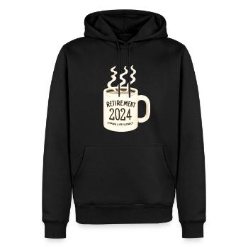Retraite 2024 Siroter la vie lentement - Sweat à capuche Premium bio Homme - noir - Devant - Nico (187cm)