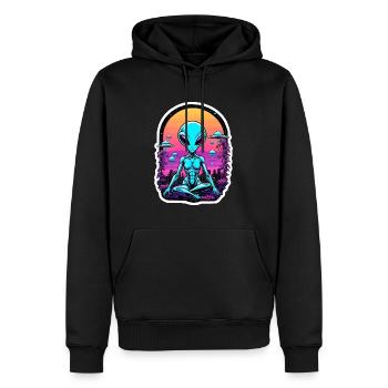 Méditation extraterrestre - Sweat à capuche Premium bio Homme - noir - Devant - Nico (187cm)
